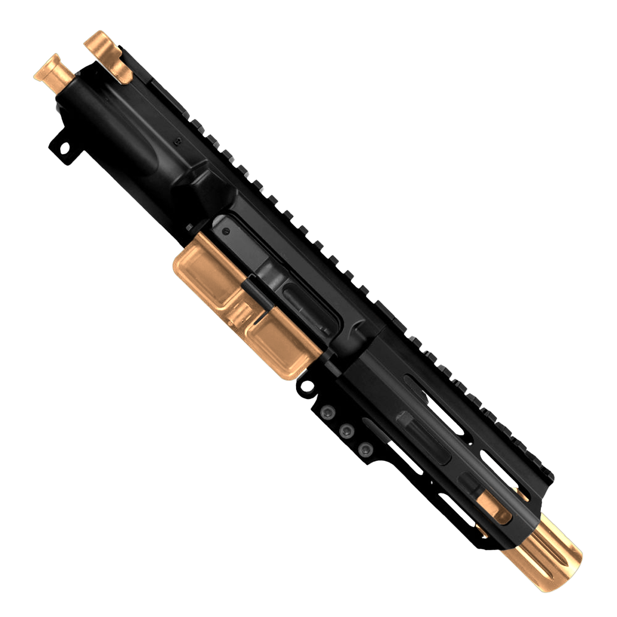 AR .40 S&W Two-Tone Pistol Upper Assembly 4" Barrel MLOK Handguard Complete w/ Charging Handle - Black and Burnt Bronze