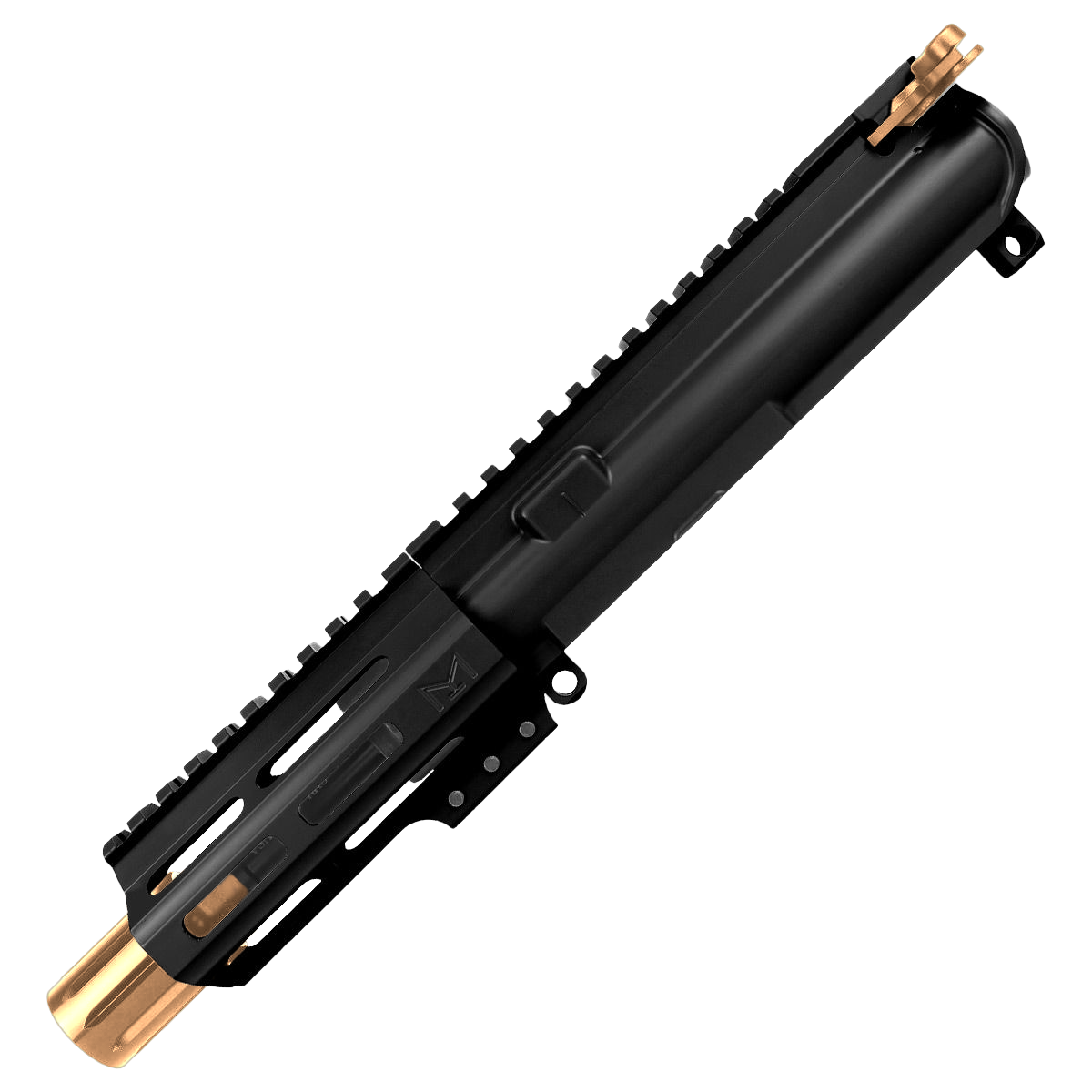 AR .40 S&W Two-Tone Pistol Upper Assembly 4" Barrel MLOK Handguard Complete w/ Charging Handle - Black and Burnt Bronze
