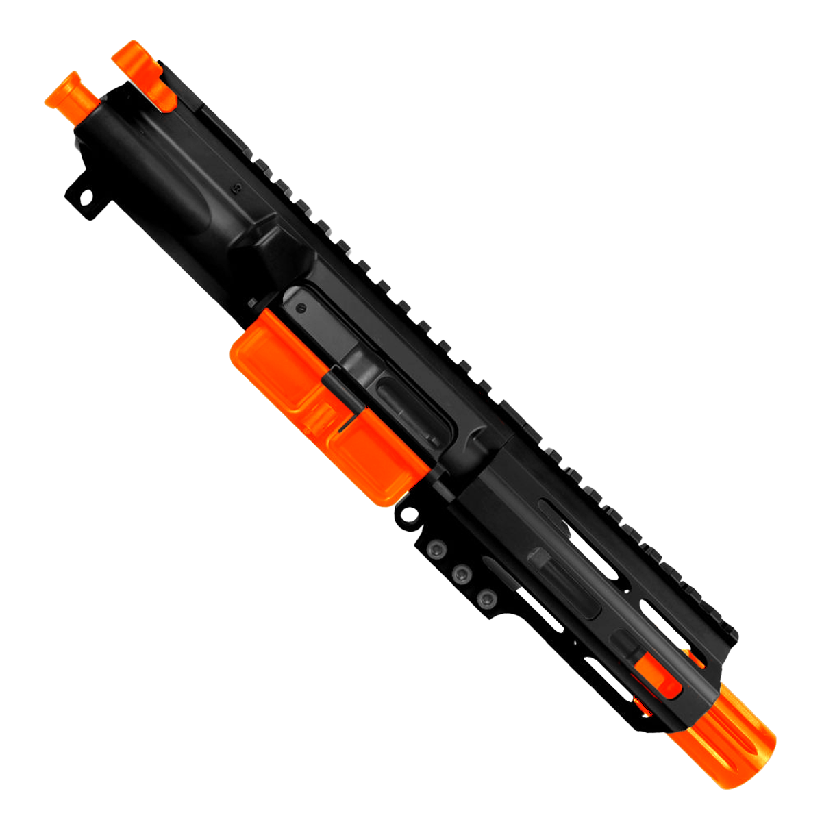 AR .40 S&W Two-Tone Pistol Upper Assembly 4" Barrel MLOK Handguard Complete w/ Charging Handle - Black and Hunter Orange