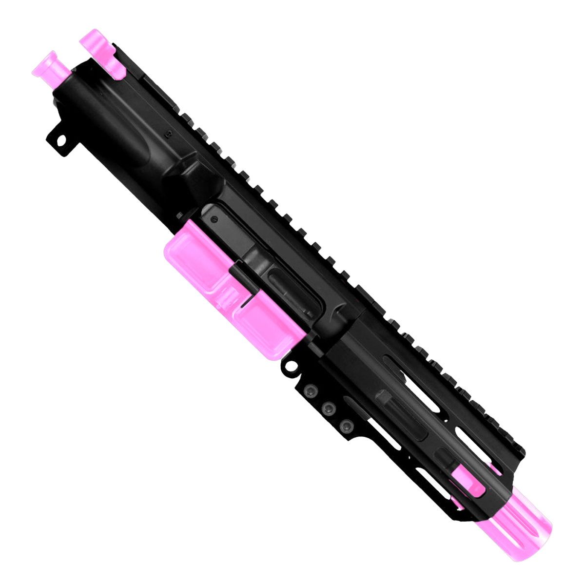 AR .40 S&W Two-Tone Pistol Upper Assembly 4" Barrel MLOK Handguard Complete w/ Charging Handle - Black and Sig Pink