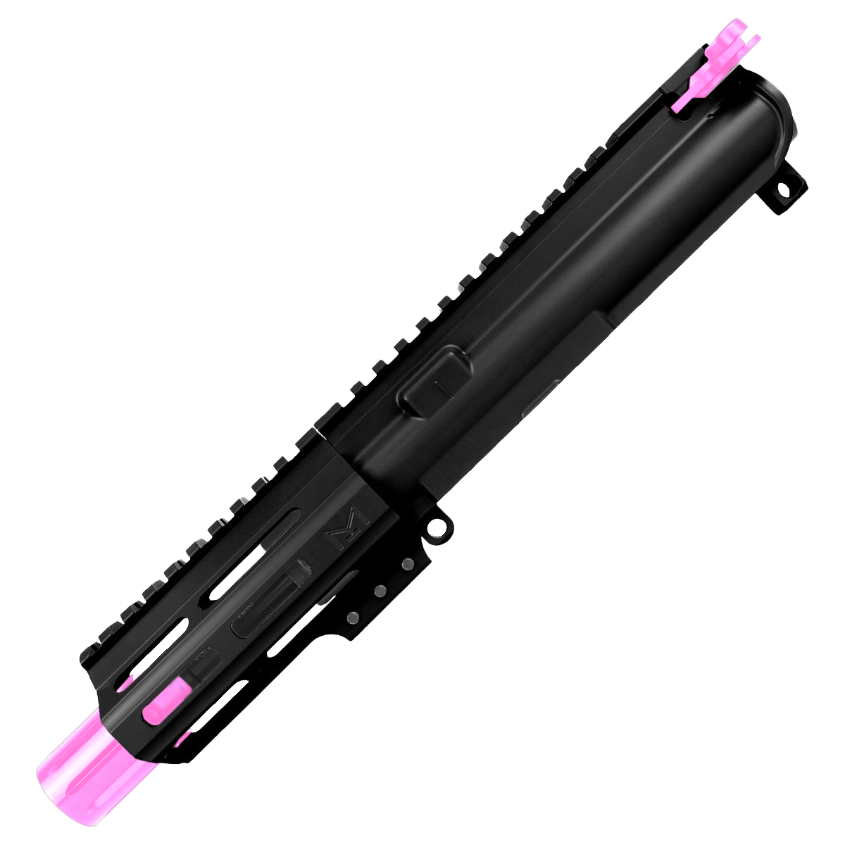 AR .40 S&W Two-Tone Pistol Upper Assembly 4" Barrel MLOK Handguard Complete w/ Charging Handle - Black and Sig Pink