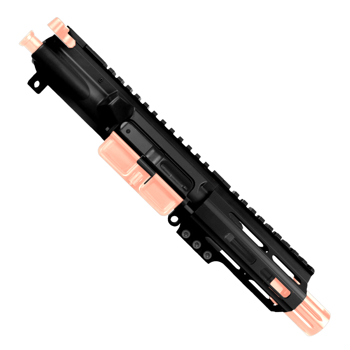 AR .40 S&W Two-Tone Pistol Upper Assembly 4" Barrel MLOK Handguard Complete w/ Charging Handle - Black and Rose Gold