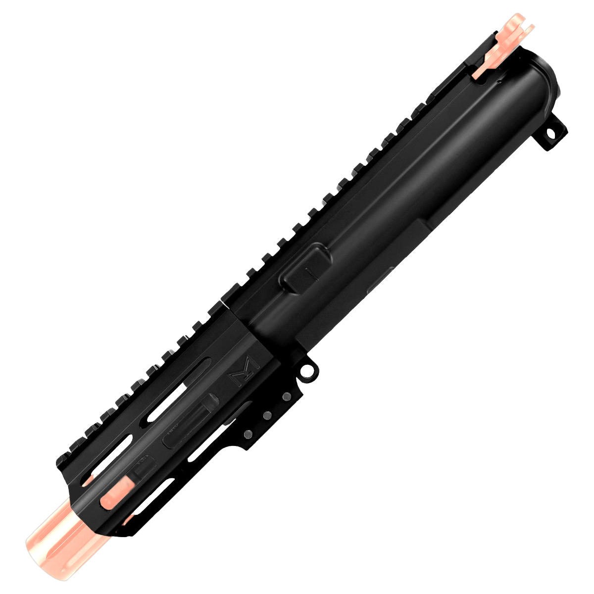 AR .40 S&W Two-Tone Pistol Upper Assembly 4" Barrel MLOK Handguard Complete w/ Charging Handle - Black and Rose Gold