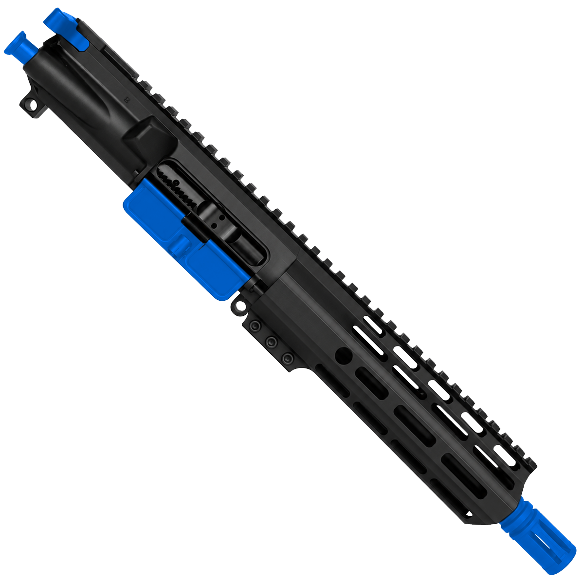 AR .40 S&W Two-Tone 7" Complete Upper Assembly 8" Barrel and 7" D-Cut MLOK Handguard - Black and Flame Blue