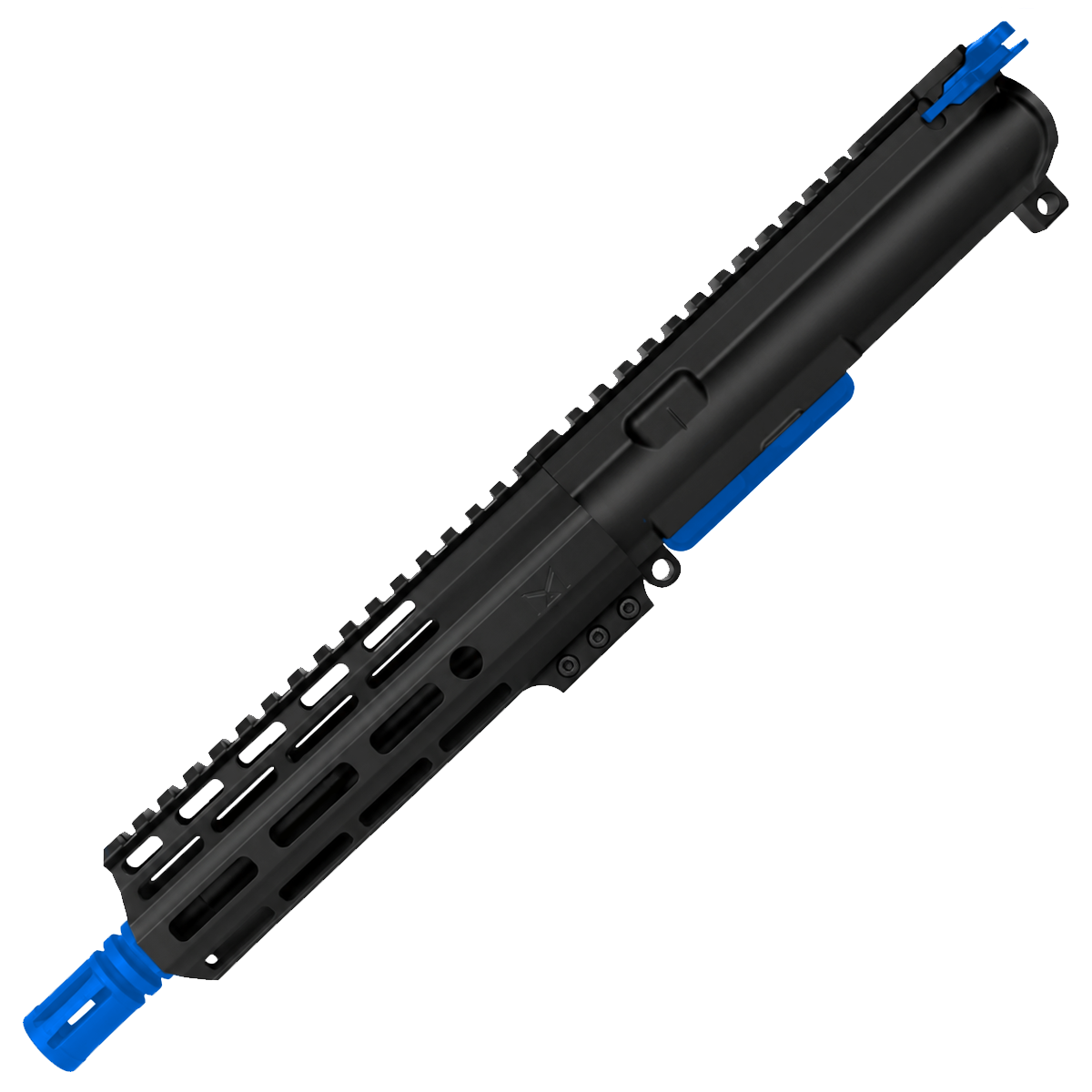 AR .40 S&W Two-Tone 7" Complete Upper Assembly 8" Barrel and 7" D-Cut MLOK Handguard - Black and Flame Blue