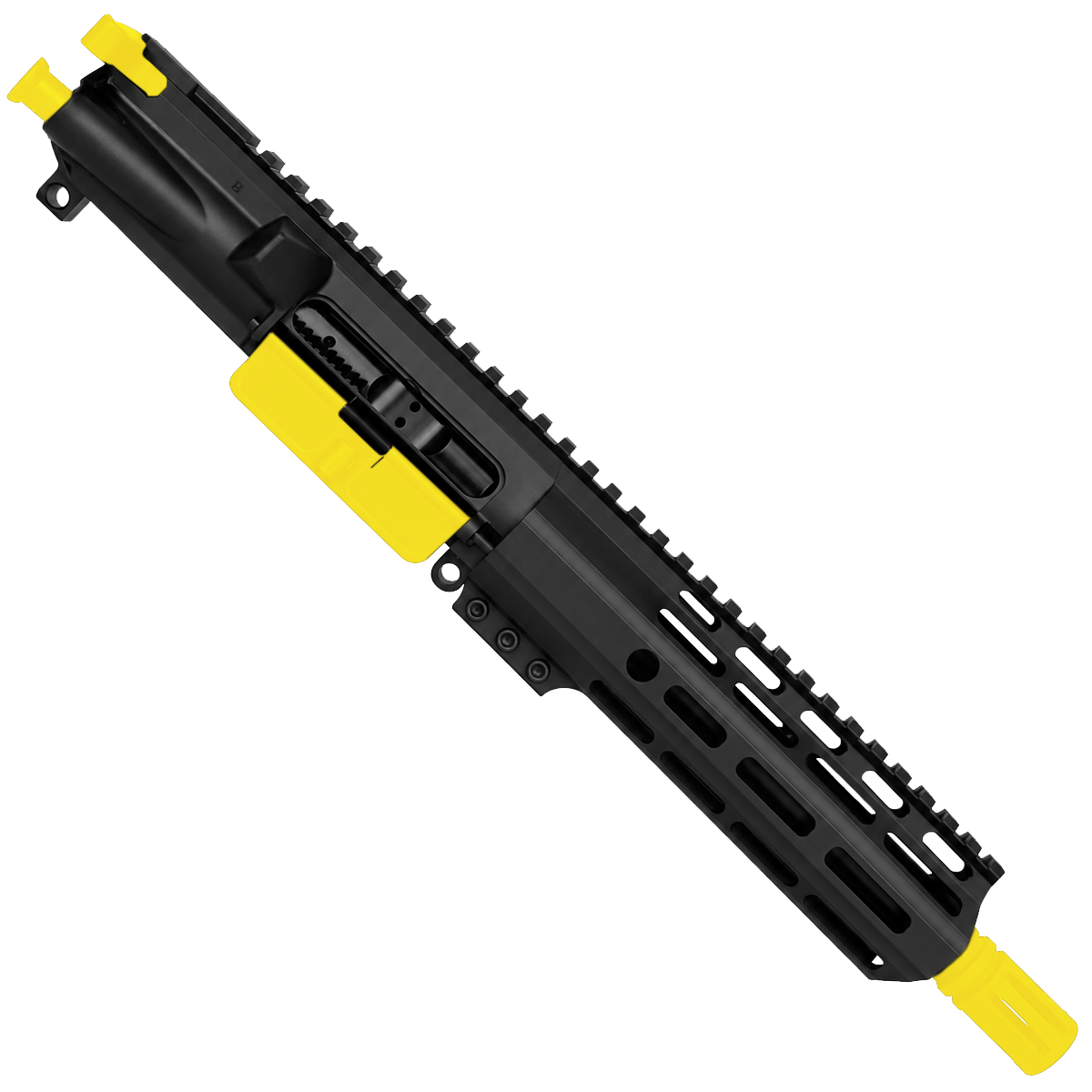 AR .40 S&W Two-Tone 7" Complete Upper Assembly 8" Barrel and 7" D-Cut MLOK Handguard - Black and Lemon Zest