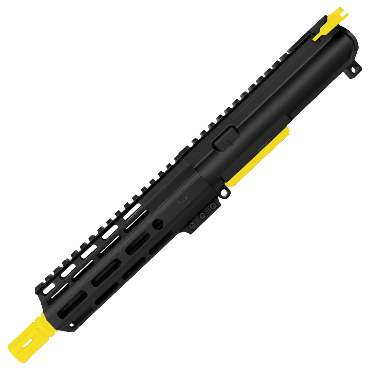 AR .40 S&W Two-Tone 7" Complete Upper Assembly 8" Barrel and 7" D-Cut MLOK Handguard - Black and Lemon Zest