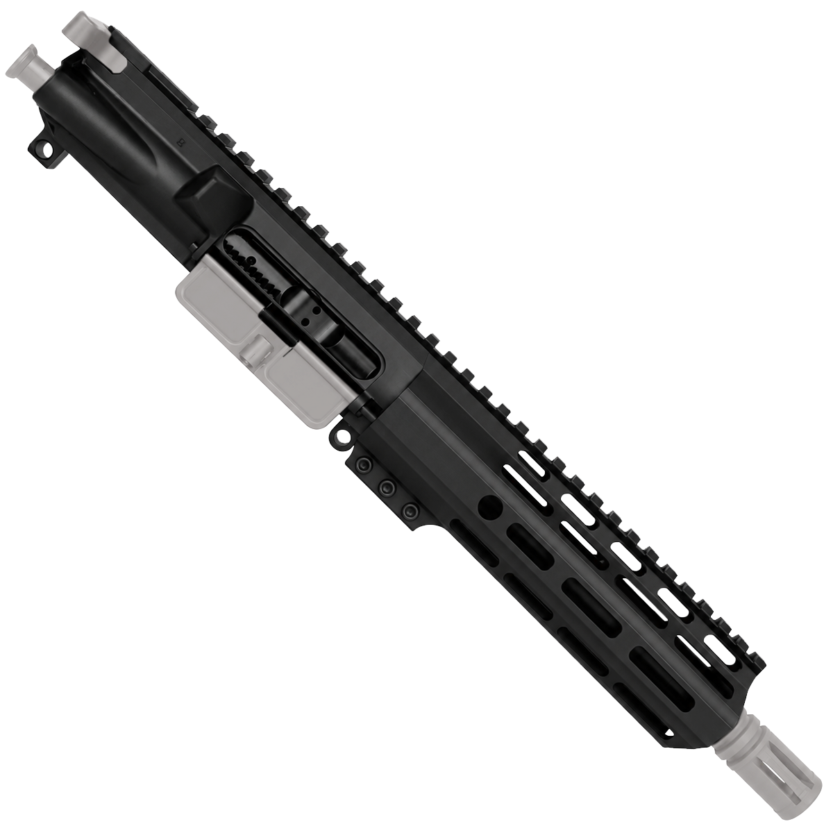 AR .40 S&W Two-Tone 7" Complete Upper Assembly 8" Barrel and 7" D-Cut MLOK Handguard - Black and Glacier Silver