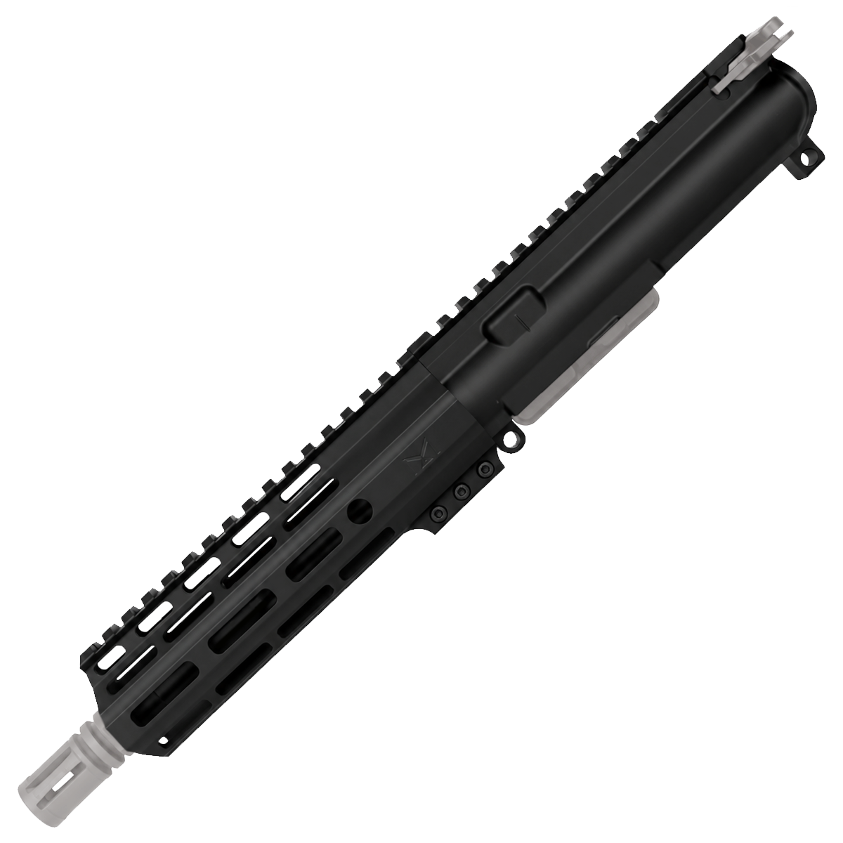 AR .40 S&W Two-Tone 7" Complete Upper Assembly 8" Barrel and 7" D-Cut MLOK Handguard - Black and Glacier Silver