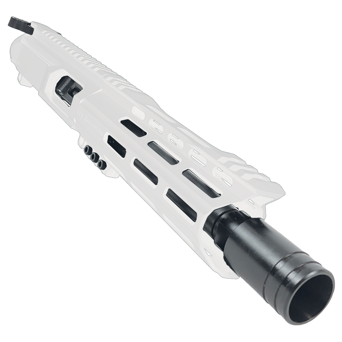 AR40 40 S&W Pistol Billet Upper Assembly 8" Barrel Custom Hybrid MLOK Handguard Complete w/ Charging Handle - Storm Trooper White