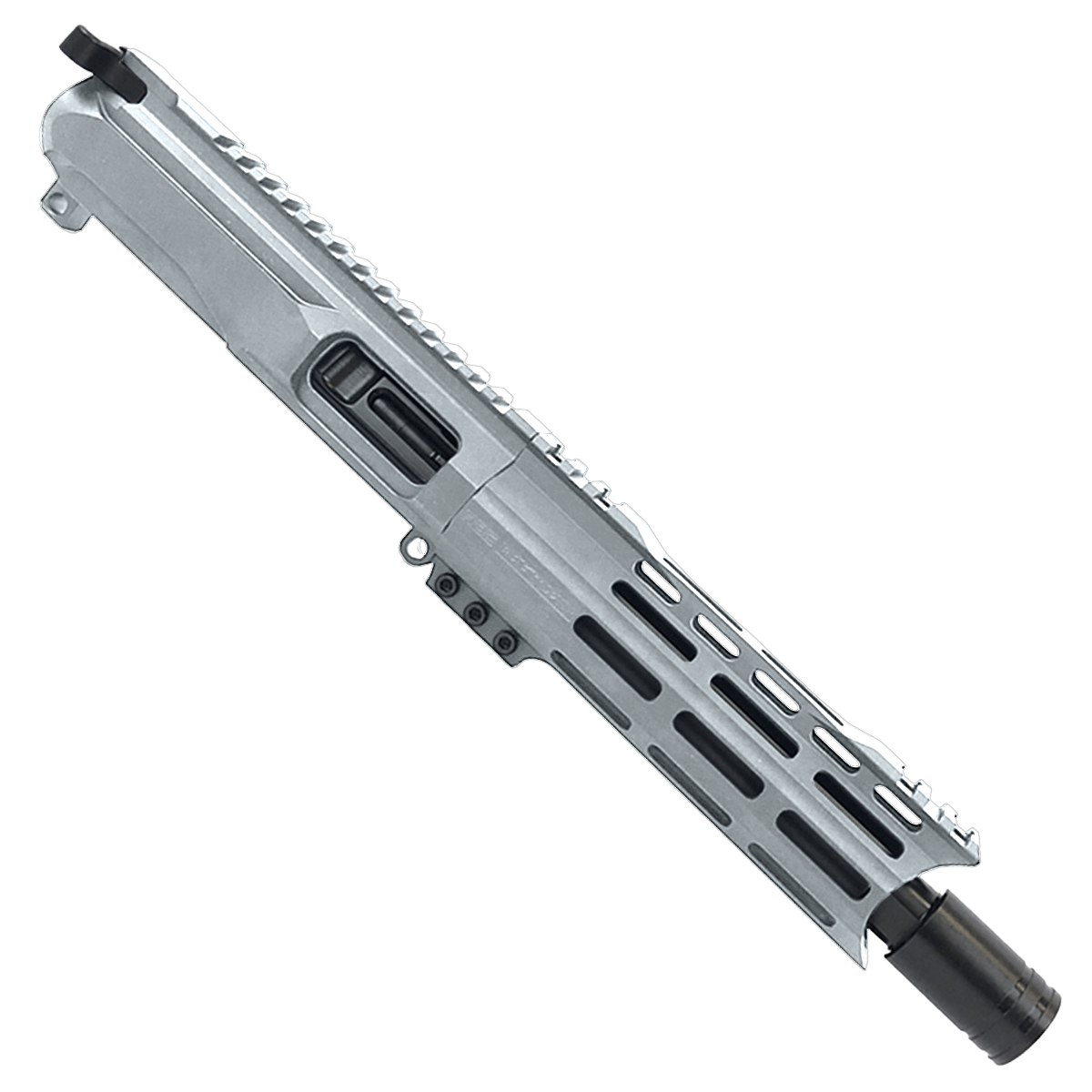 AR40 40 S&W Pistol Billet Upper Assembly 8" Barrel Custom Hybrid MLOK Handguard Complete w/ Charging Handle - Tungsten Gray