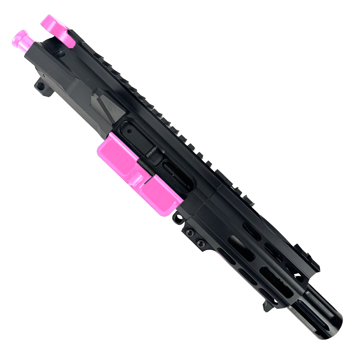 AR .40 S&W Two-Tone Billet Pistol Upper Assembly 4" Barrel Custom MLOK Handguard Complete w/ Charging Handle- Black and Sig Pink