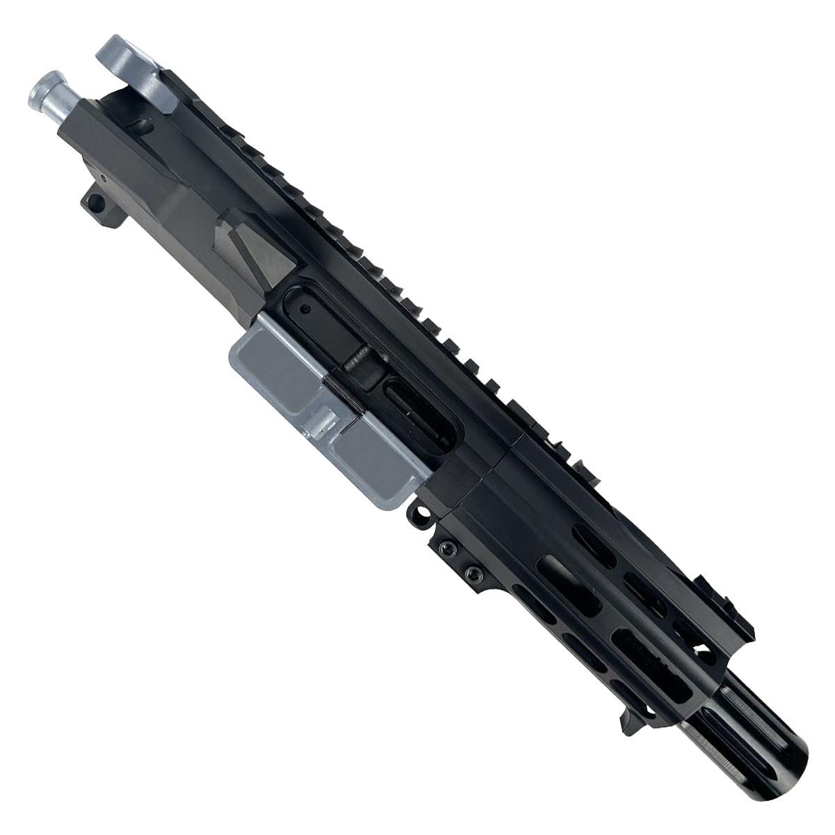 AR .40 S&W Two-Tone Billet Pistol Upper Assembly 4" Barrel Custom MLOK Handguard Complete w/ Charging Handle- Black and Sniper Gray