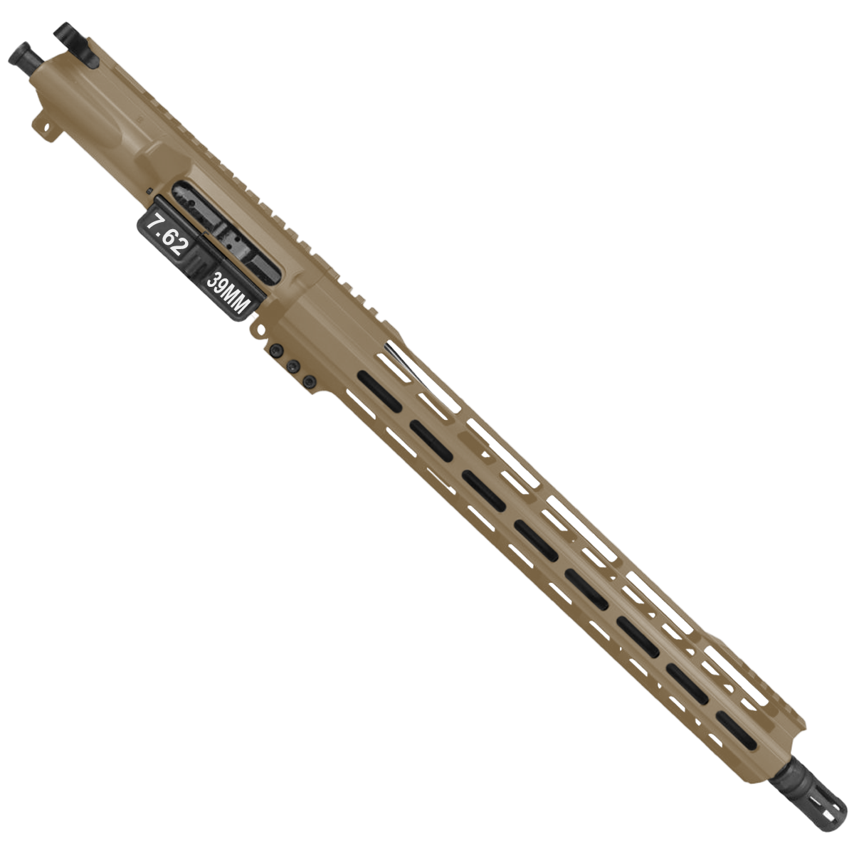 AR-15 7.62x39 Complete Upper Build Assembly 16" Barrel 15" Lightweight Hybrid MLOK Handguard - FDE