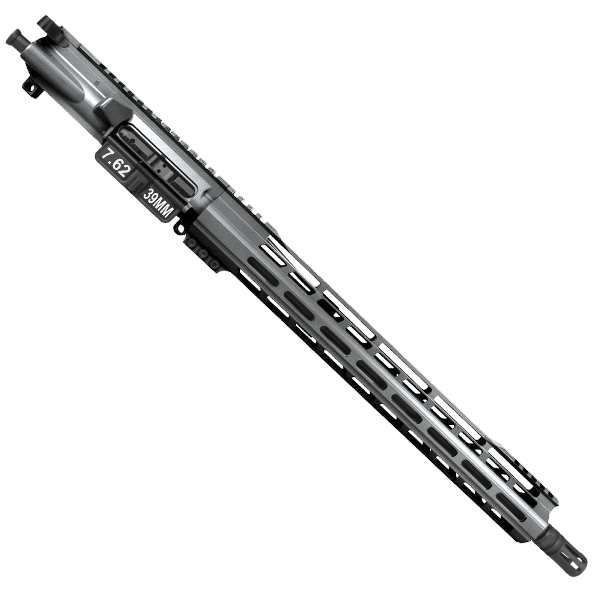 AR-15 7.62x39 Complete Upper Build Assembly 16" Barrel 15" Lightweight Hybrid MLOK Handguard - Tungsten Gray