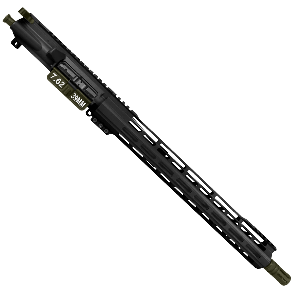 AR-15 7.62x39 Two-Tone Complete Upper Build Assembly 16" Barrel 15" Lightweight Hybrid MLOK Handguard - Black and Magpul ODG