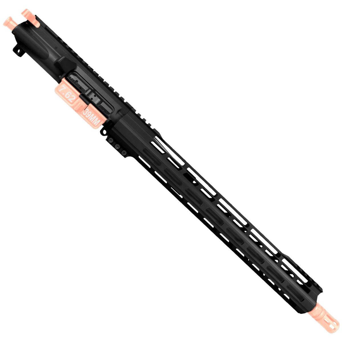AR-15 7.62x39 Two-Tone Complete Upper Build Assembly 16" Barrel 15" Lightweight Hybrid MLOK Handguard - Black and Rose Gold