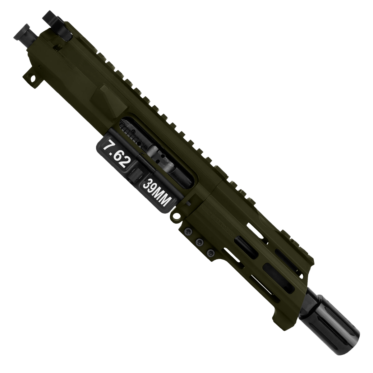AR15 762x39 Micro Pistol Upper Assembly 5" Barrel Custom 5" Top Cut Custom MLOK Handguard Complete w/ Charging Handle - Magpul ODG