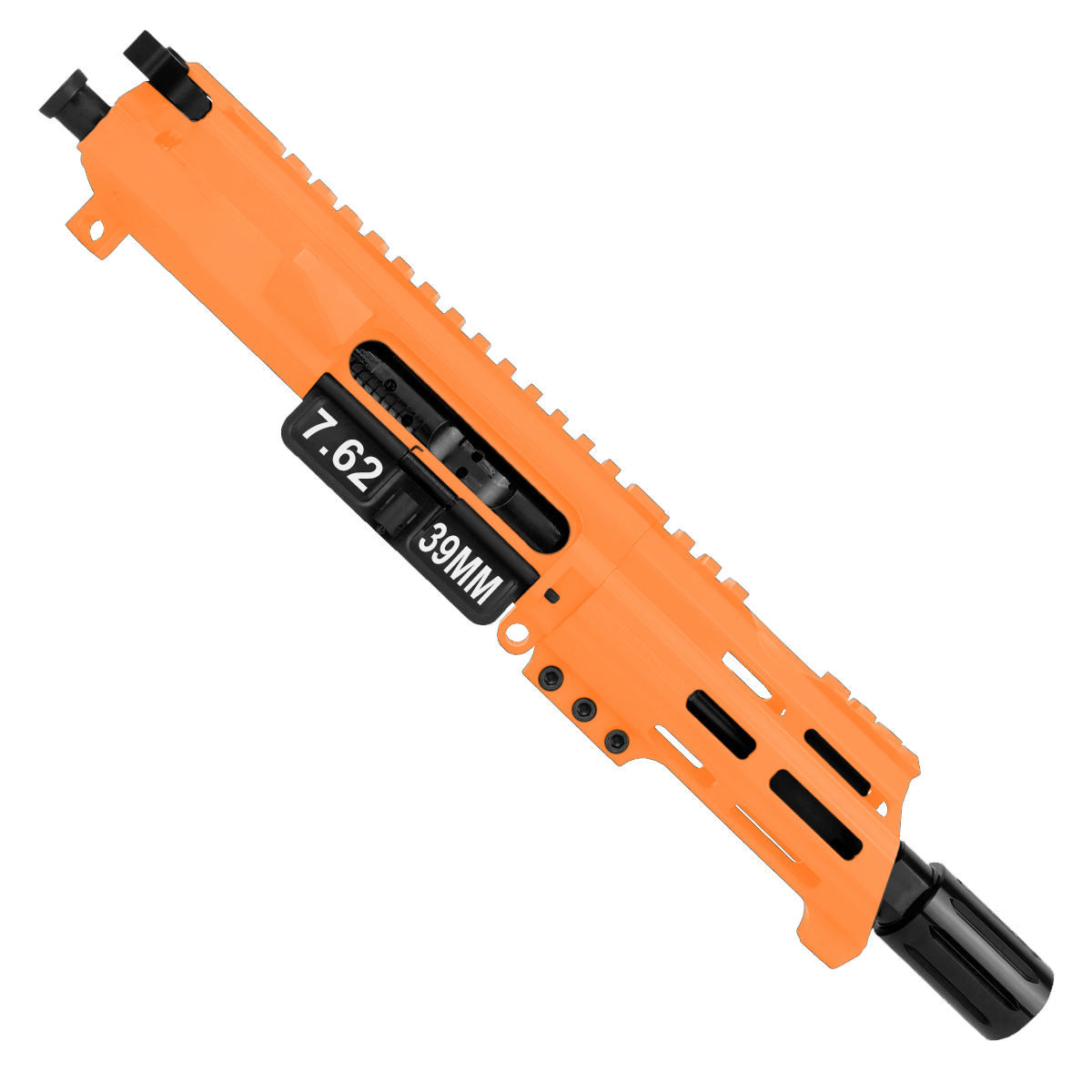 AR15 762x39 Micro Pistol Upper Assembly 5" Barrel Custom 5" Top Cut Custom MLOK Handguard Complete w/ Charging Handle - Tequila Sunrise Orange