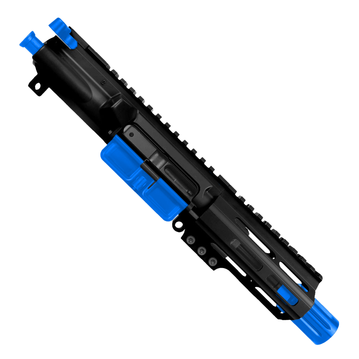 AR9 9mm Two-Tone Pistol Upper Assembly 4" Barrel MLOK Handguard Complete w/ Charging Handle - Black and Flame Blue