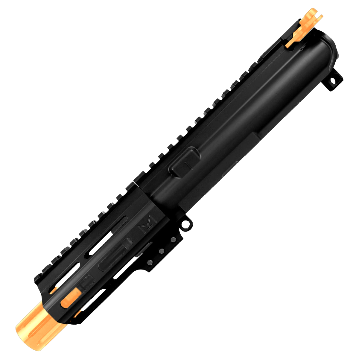 AR9 9mm Two-Tone Pistol Upper Assembly 4" Barrel MLOK Handguard Complete w/ Charging Handle - Black and Tequila Sunrise Orange