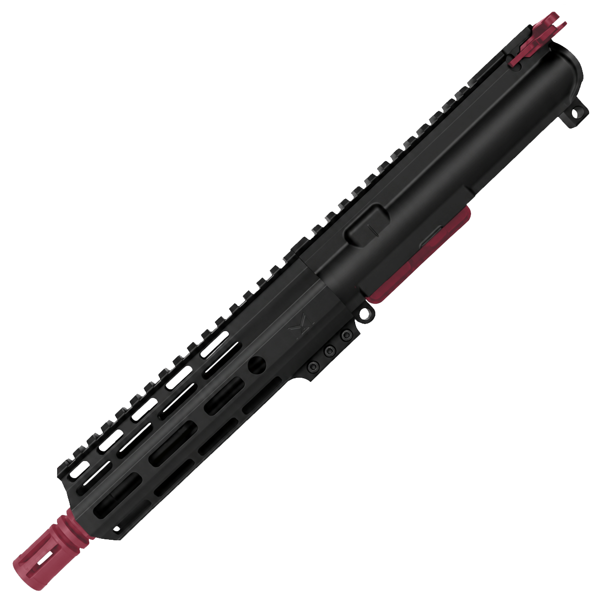 AR 9MM Two-Tone 7" Complete Upper Assembly 7.5" Barrel and 7" D-Cut MLOK Handguard - Black and Cranberry Frost