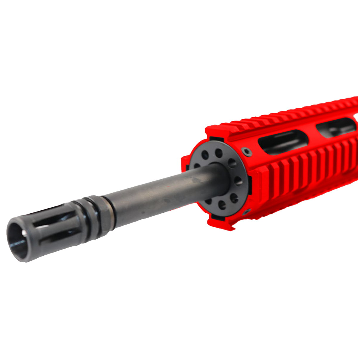 AR 9mm Upper Assembly 16" Barrel W/ 12" Quadrail Handguard w/ Charging Handle - Red