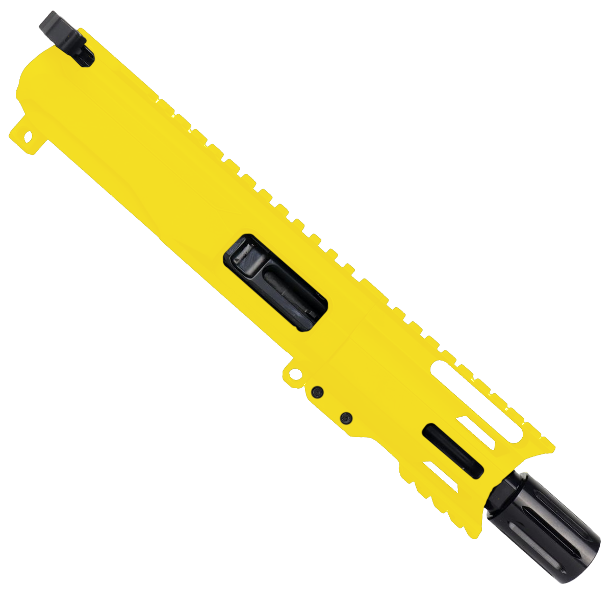 AR9 9mm Pistol Billet Upper Assembly 4" Barrel MLOK Handguard Complete w/ Charging Handle - Cerakote Lemon Zest