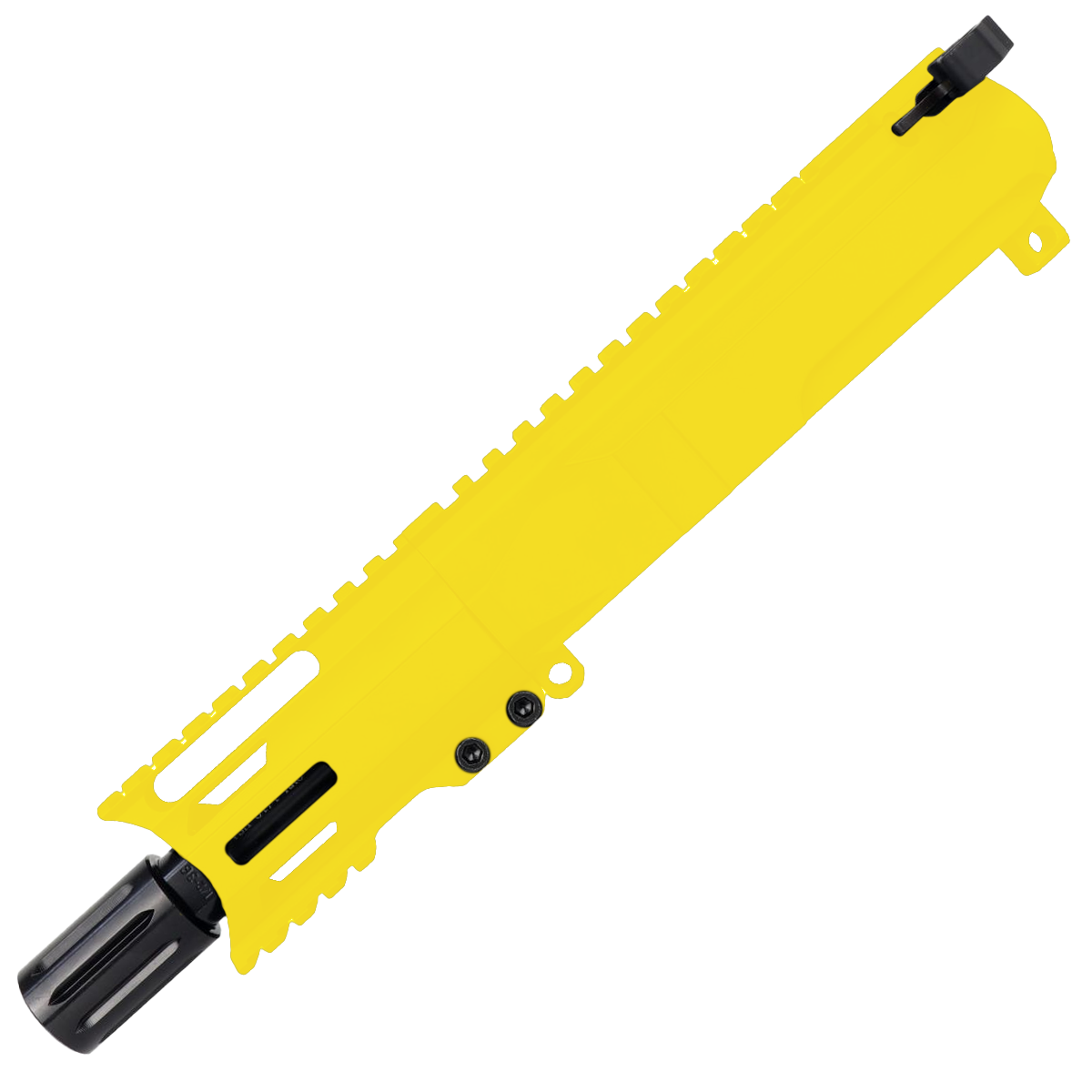 AR9 9mm Pistol Billet Upper Assembly 4" Barrel MLOK Handguard Complete w/ Charging Handle - Cerakote Lemon Zest