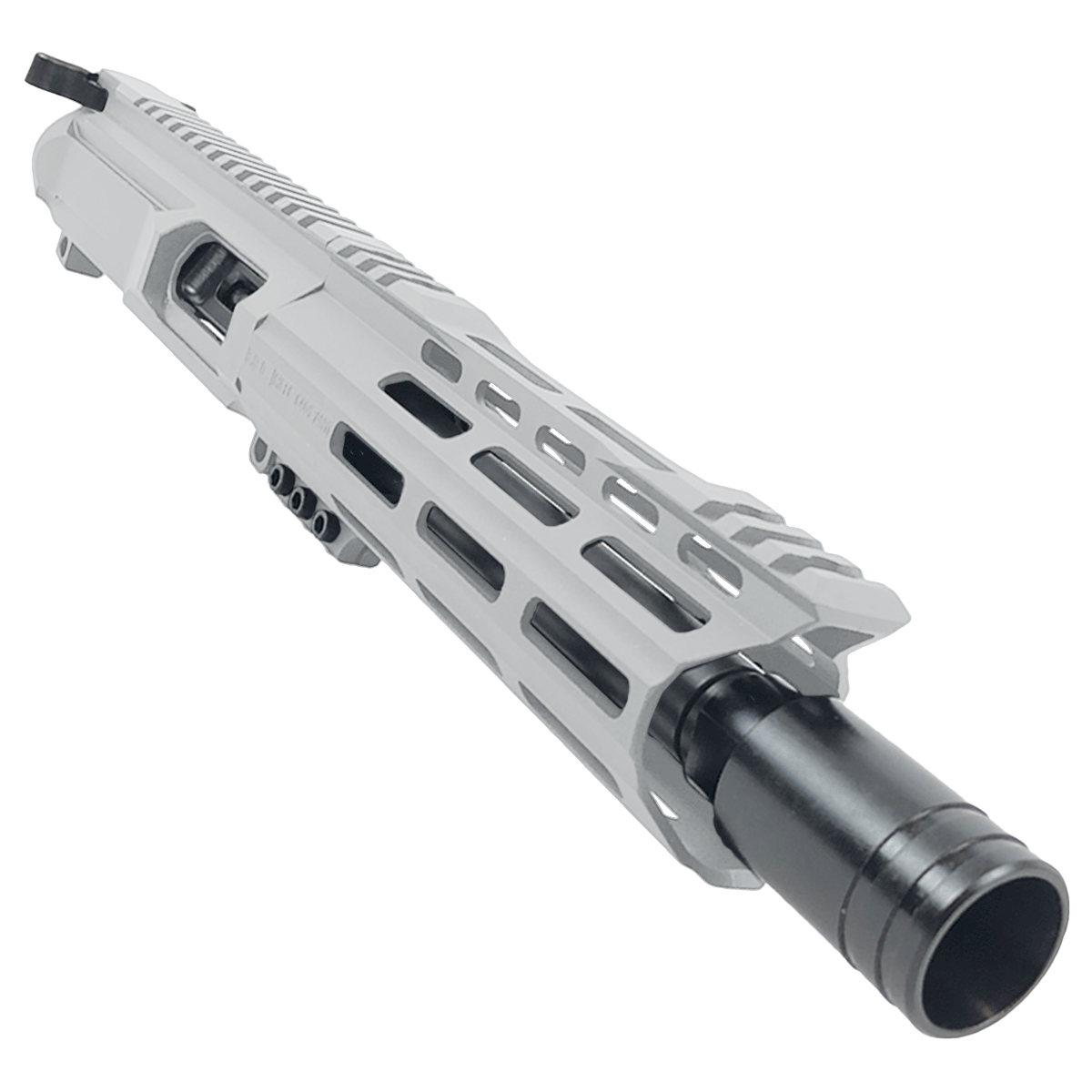 AR9 9mm Pistol Billet Upper Assembly 7" Barrel Custom Hybrid MLOK Handguard Complete w/ Charging Handle - Tungsten Gray