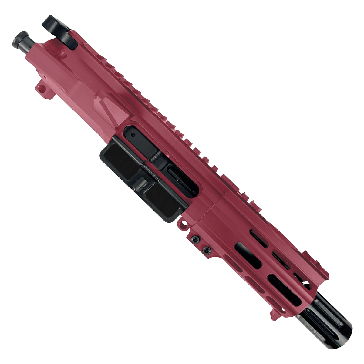 AR 9mm Billet Pistol Upper Assembly 4" Barrel Custom MLOK Handguard Complete w/ Charging Handle - Cranberry Frost