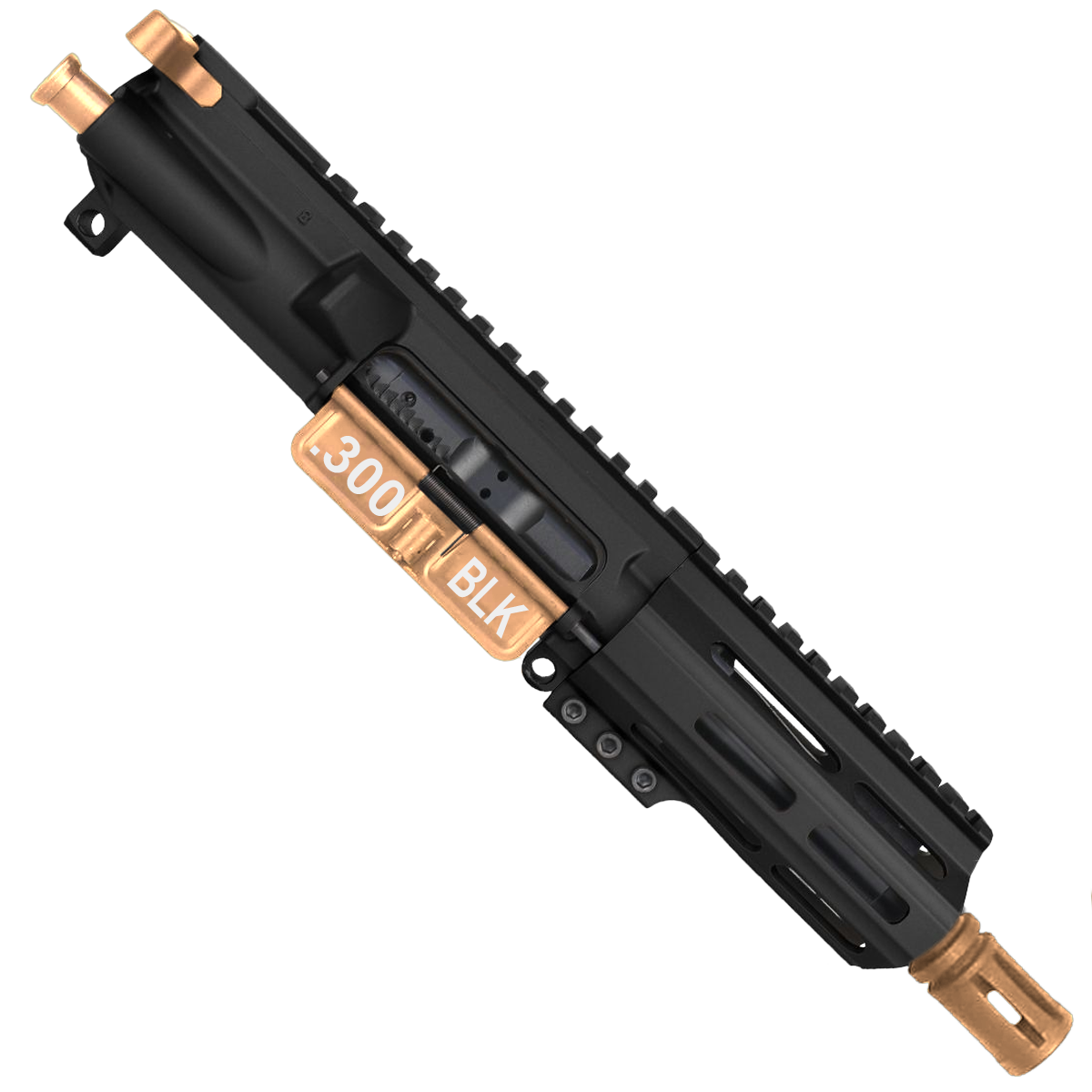 AR-15 .300 Blackout 5'' FORGED UPPER ASSEMBLY WITH 4.5'' HANDGUARD AND COLOR OPTION BUNDLE - Black and Burnt Bronze