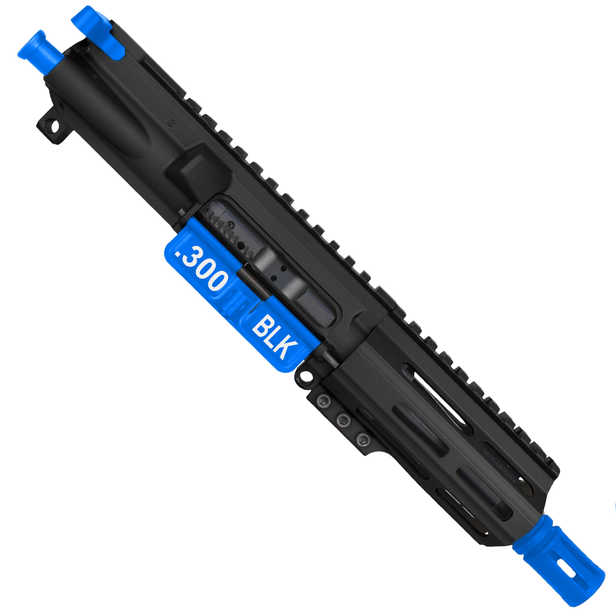 AR-15 .300 Blackout 5'' FORGED UPPER ASSEMBLY WITH 4.5'' HANDGUARD AND COLOR OPTION BUNDLE - Black and Flame Blue