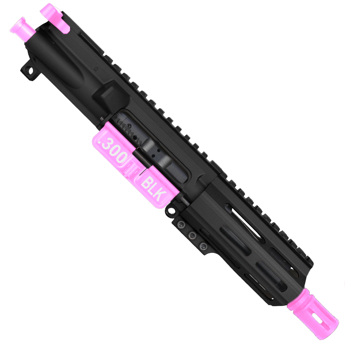 AR-15 .300 Blackout 5'' FORGED UPPER ASSEMBLY WITH 4.5'' HANDGUARD AND COLOR OPTION BUNDLE - Black and Sig Pink