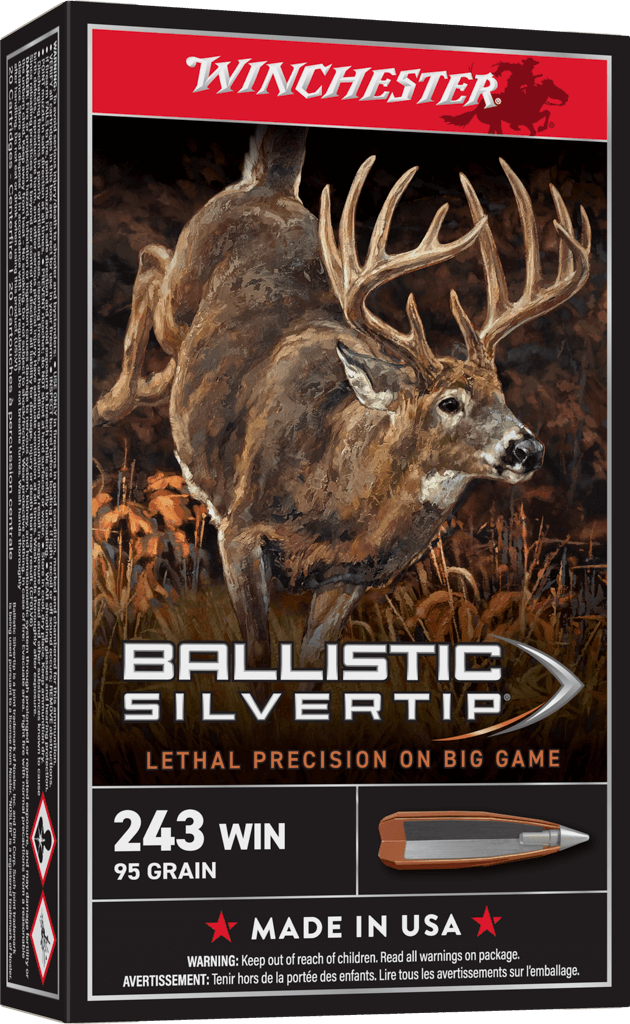 Winchester Ballistic Silvertip 243 Winchester Ammo 95 Grain Rapid Controlled Expansion