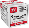 Winchester USA 9mm Luger Ammunition 115 Grain Full Metal Jacket - W9MM50