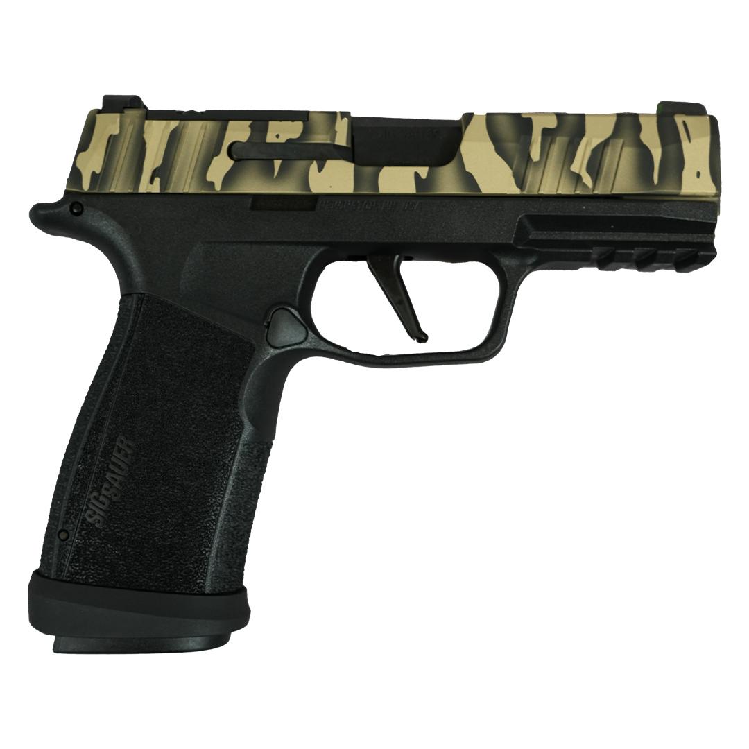 SIG P365 XMACRO TACOPS 9MM 3.7 Brl - (4) 17rd Steel Mags-Tiger Stripe Slid