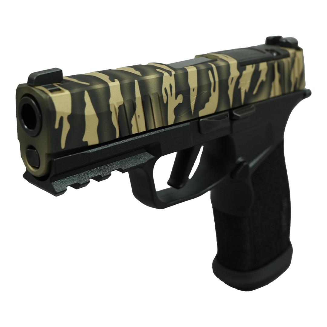 SIG P365 XMACRO TACOPS 9MM 3.7 Brl - (4) 17rd Steel Mags-Tiger Stripe Slid