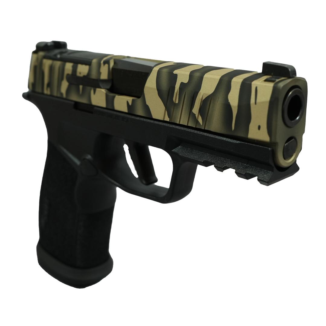 SIG P365 XMACRO TACOPS 9MM 3.7 Brl - (4) 17rd Steel Mags-Tiger Stripe Slid
